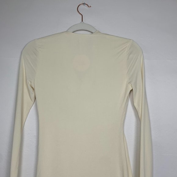NWT Camila Coelho Ceilo Mini Long Sleeve Bodycon Dress Creme Ivory White XS - Picture 8 of 11